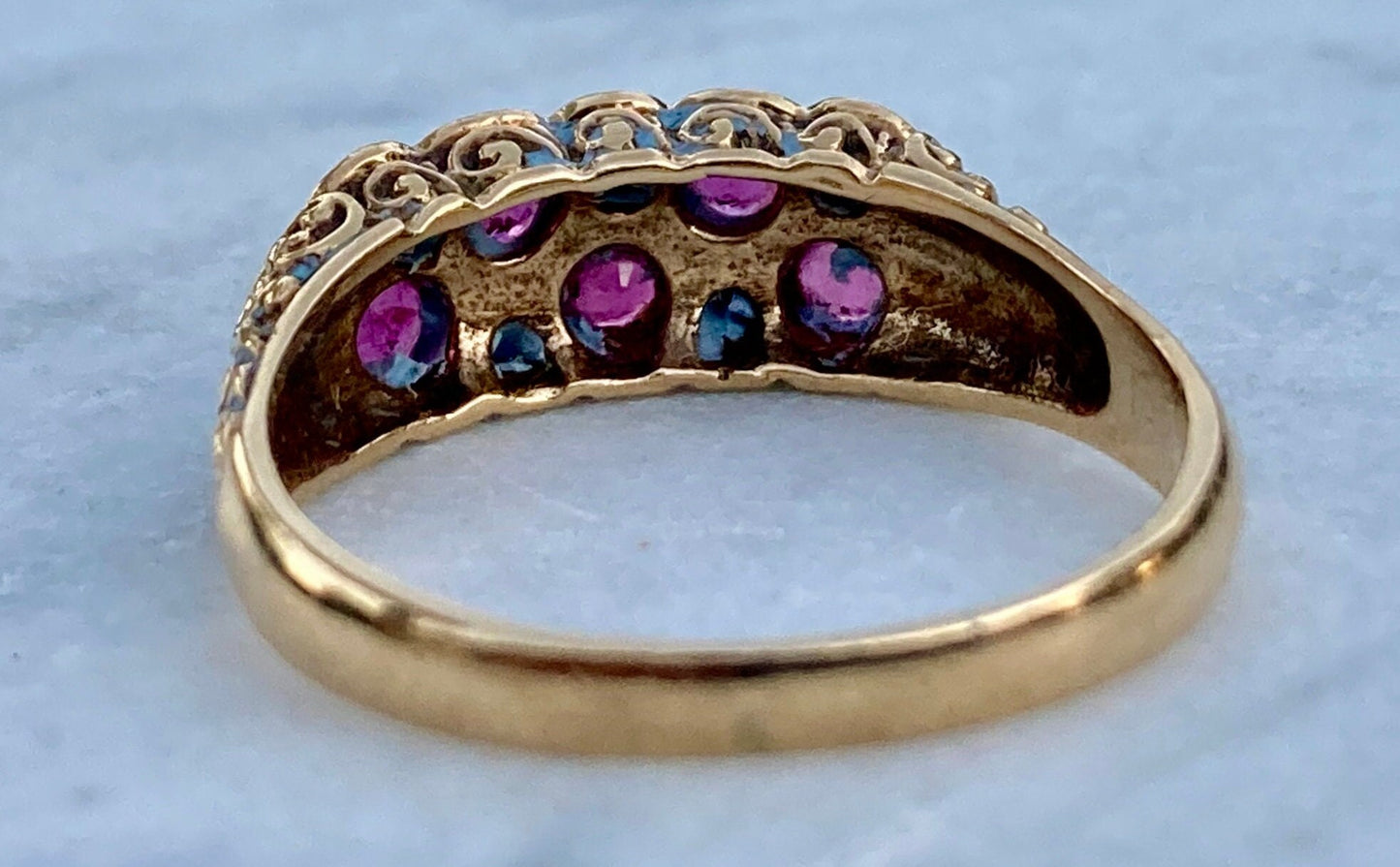 Antique Ruby and Diamond Checkerboard Ring