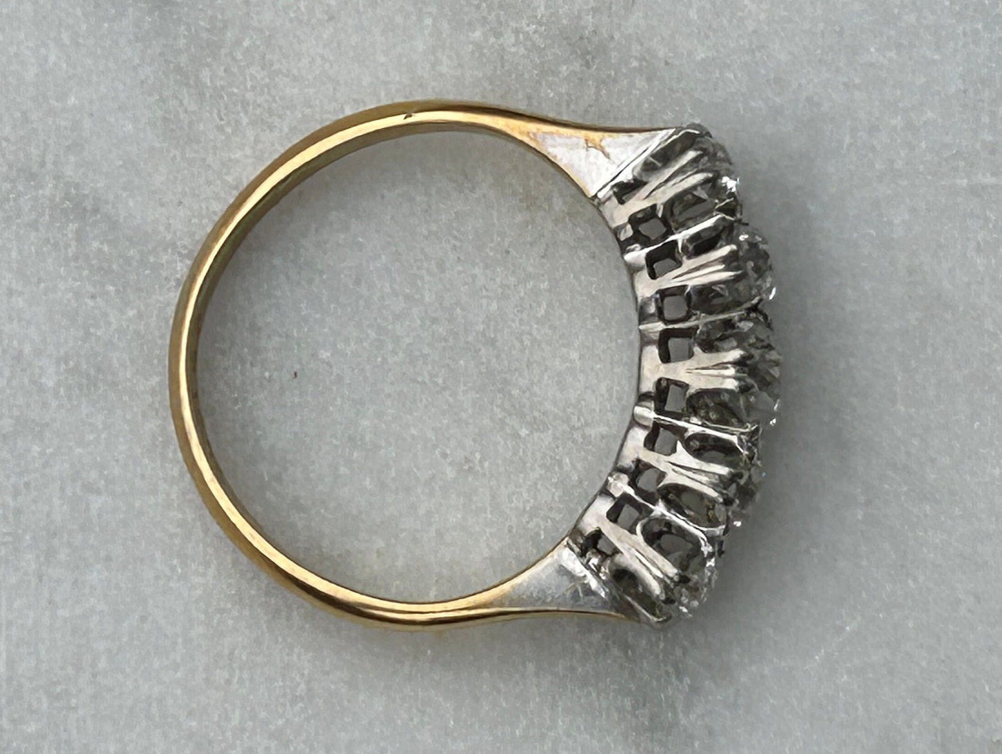 Antique Edwardian 1.65 carat Five Stone Old Mine Cut Diamond Ring