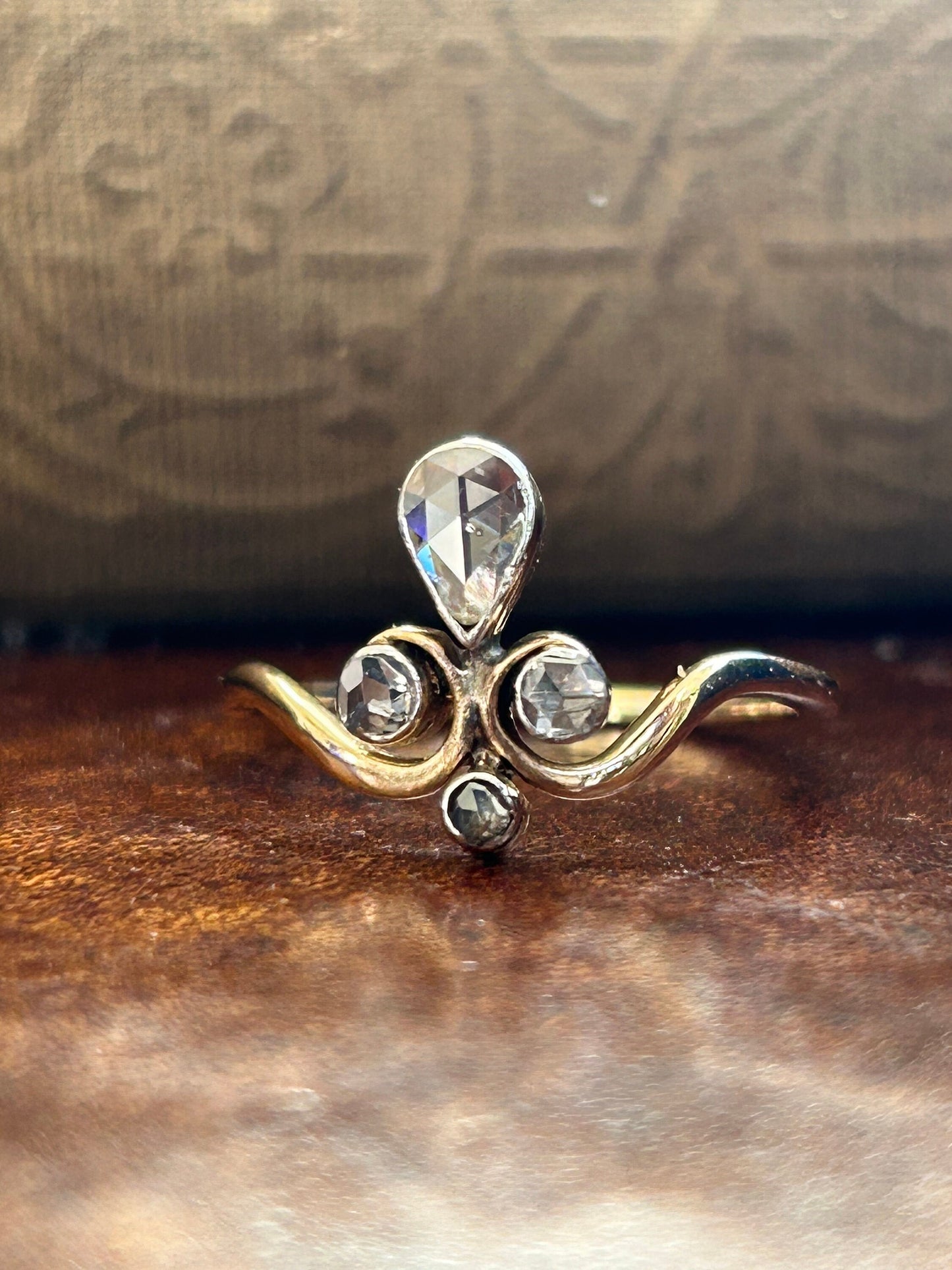 Antique Victorian Rose Cut Diamond Tiara Ring
