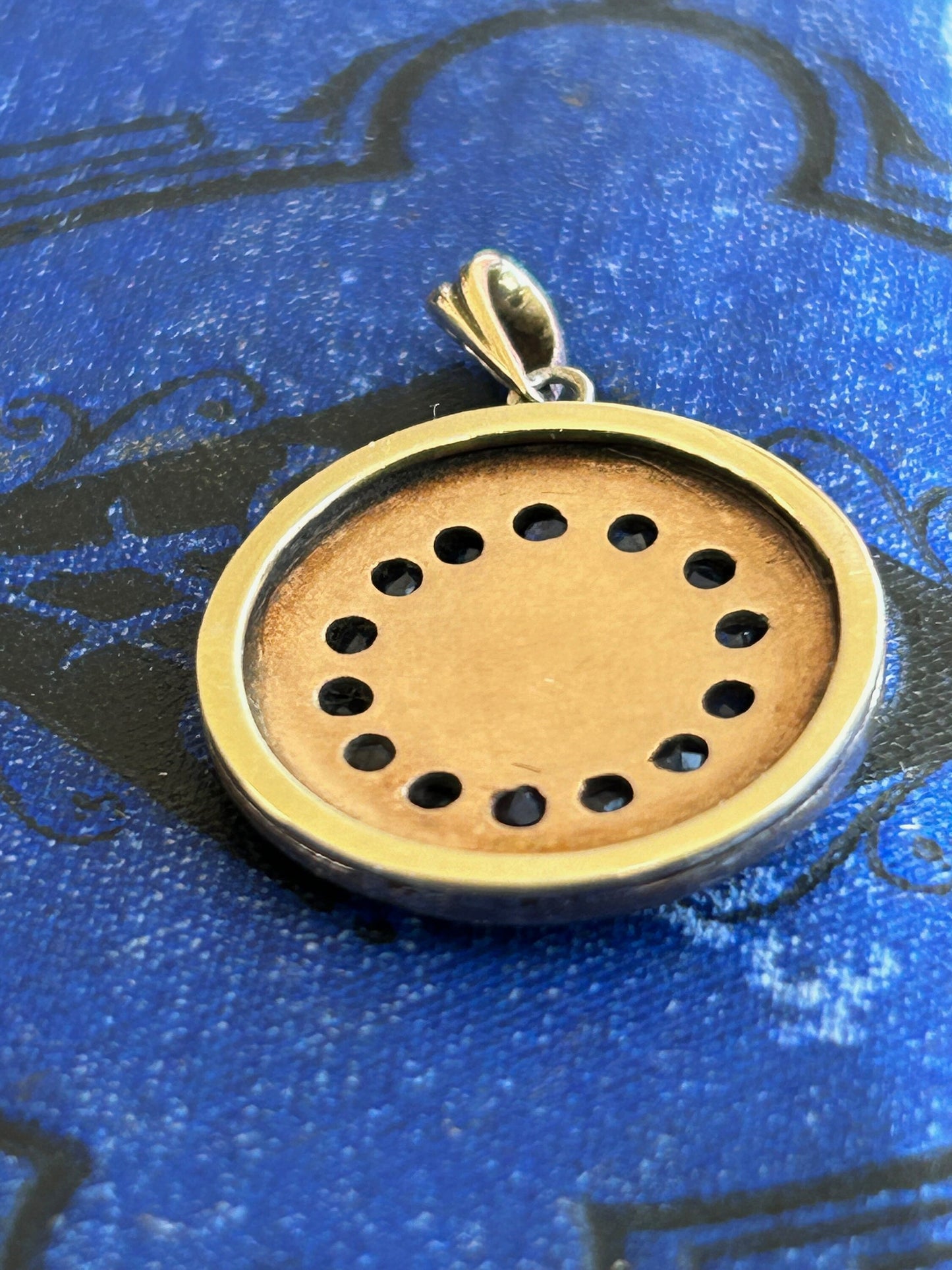 Antique Round Victorian Rose Cut Diamonds, Old Mine Cut Sapphire Cluster Pendant