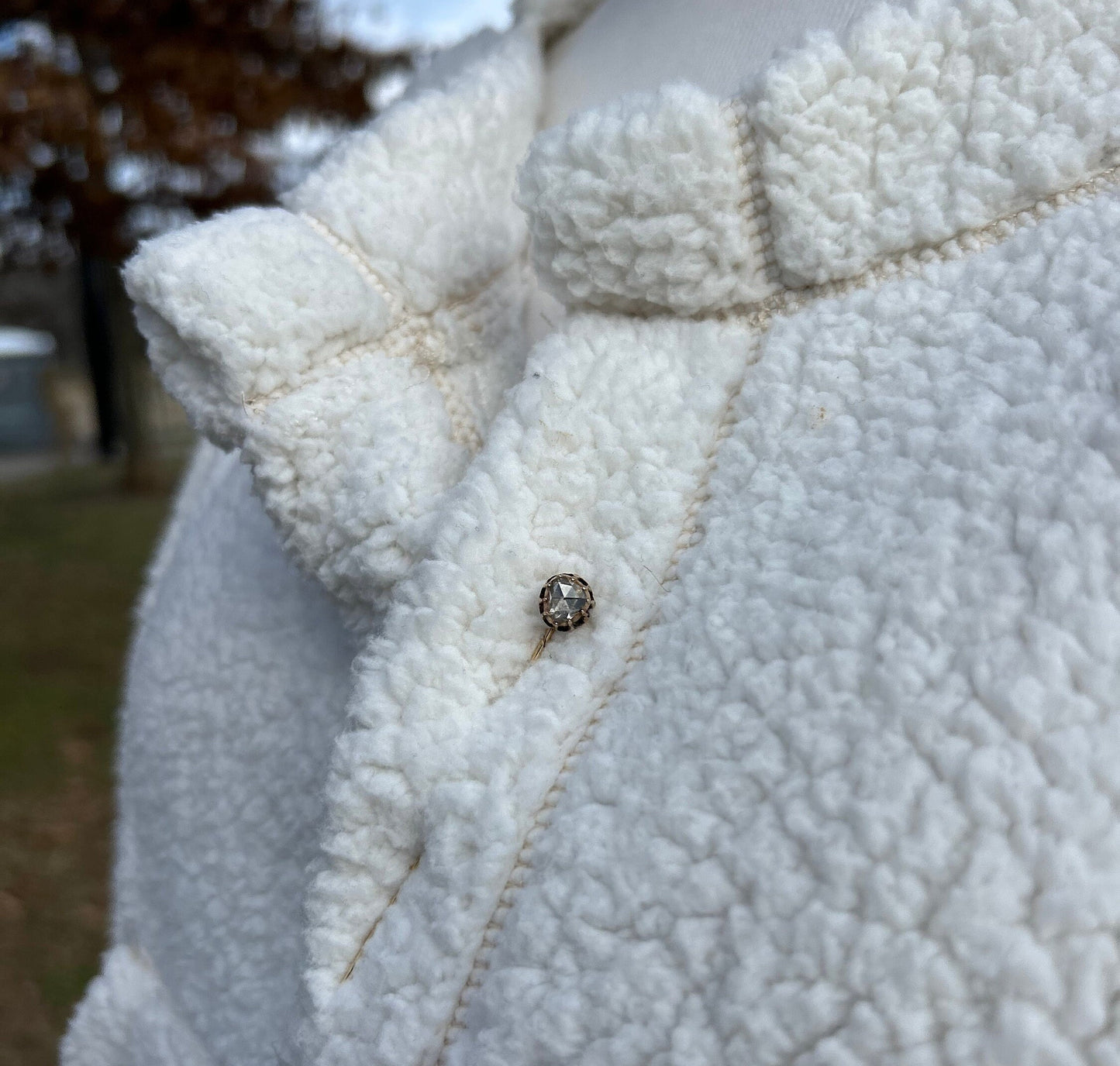 Antique Victorian Rose Cut Pear Diamond Stick Pin 10k Gold