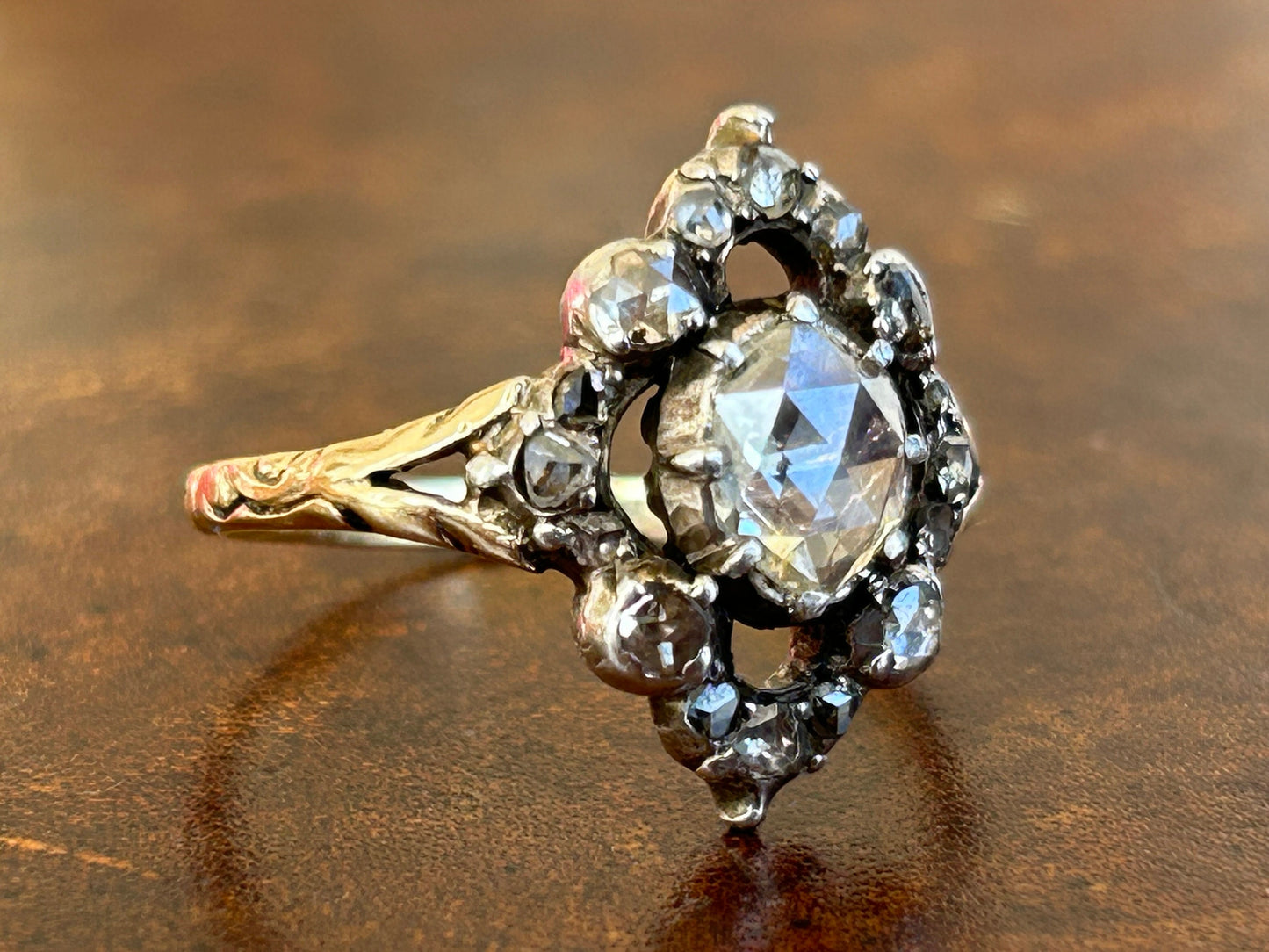 *Reserved for Helen*Georgian 1.2 carat High Dome Rose Cut Diamond l Ring 14k Gold