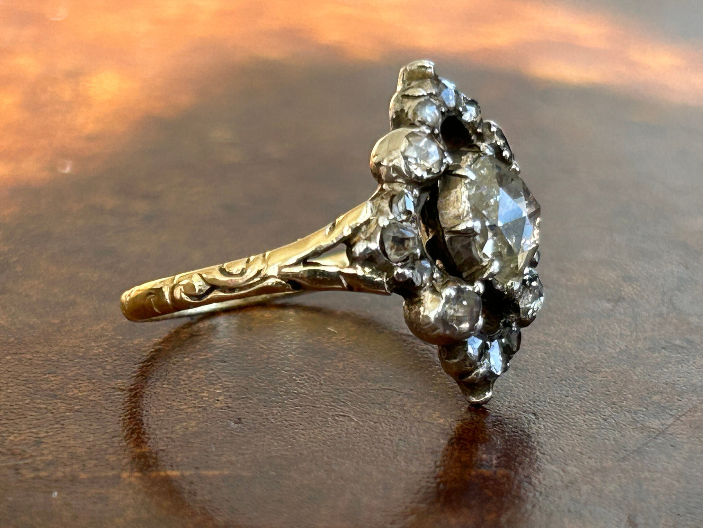 *Reserved for Helen*Georgian 1.2 carat High Dome Rose Cut Diamond l Ring 14k Gold