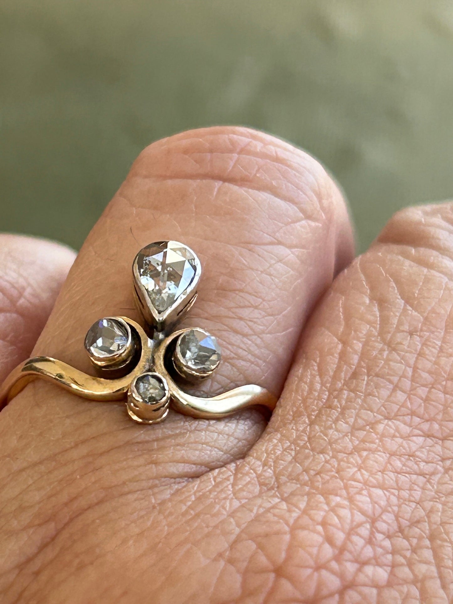 Antique Victorian Rose Cut Diamond Tiara Ring