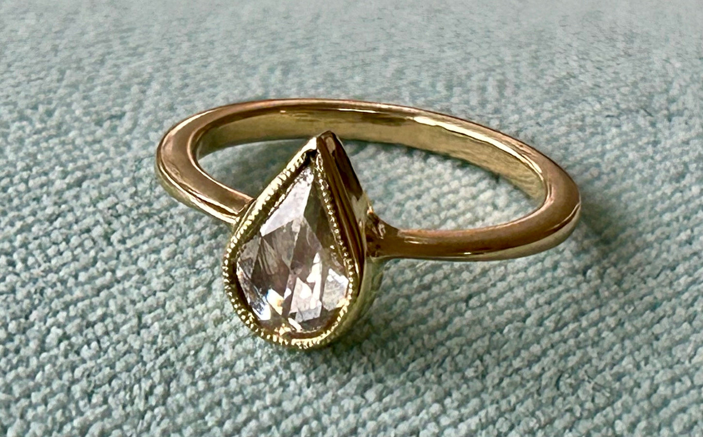 Antique Victorian Pear Rose Cut Diamond Ring, 1.2 carats, 18k Gold