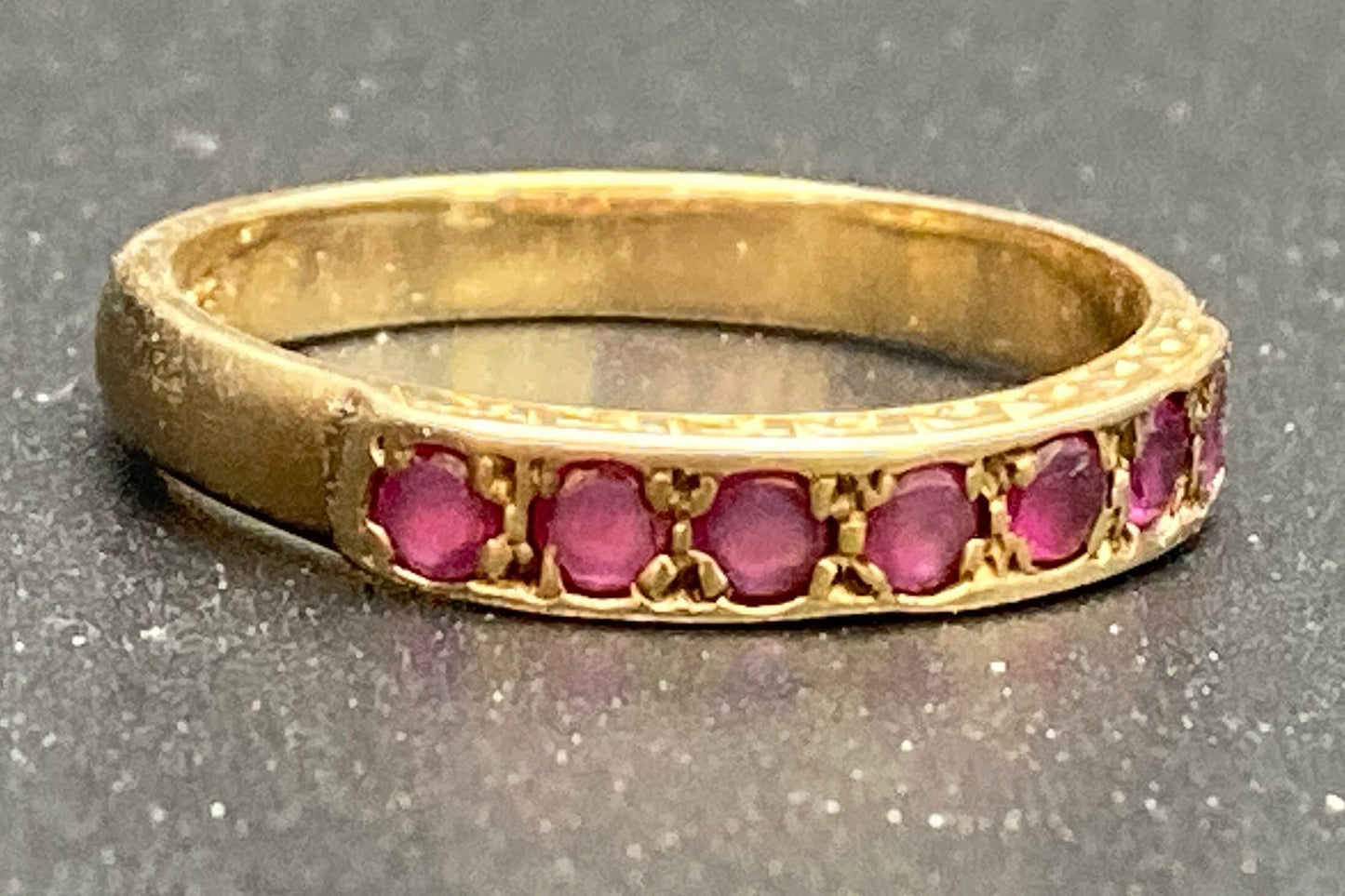 Antique Ruby Stackable Band 9kt Gold