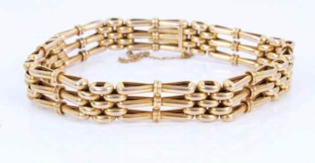 Antique Edwardian 9ct Yellow Gold Gate Bracelet