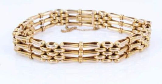 Antique Edwardian 9ct Yellow Gold Gate Bracelet