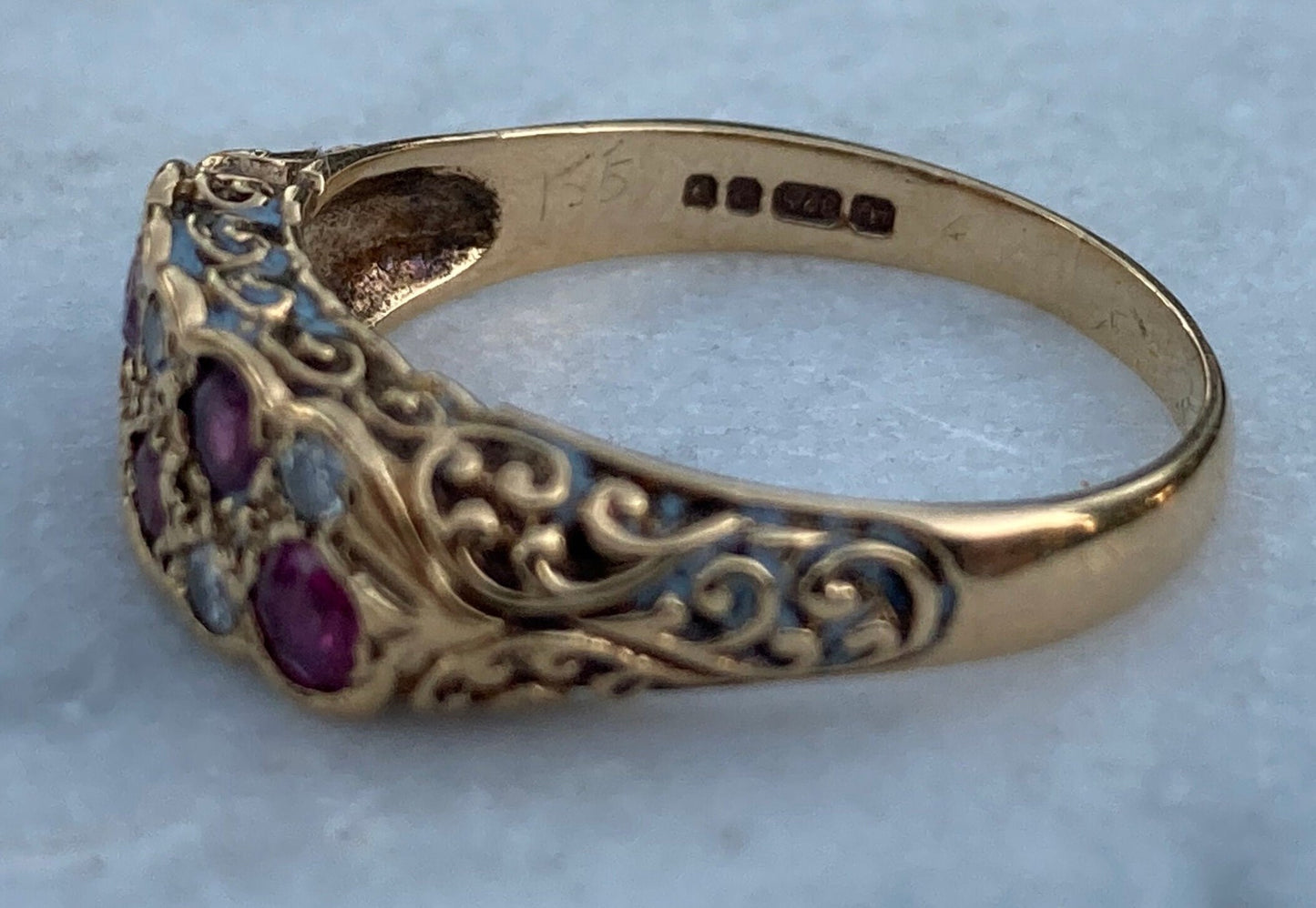 Antique Ruby and Diamond Checkerboard Ring