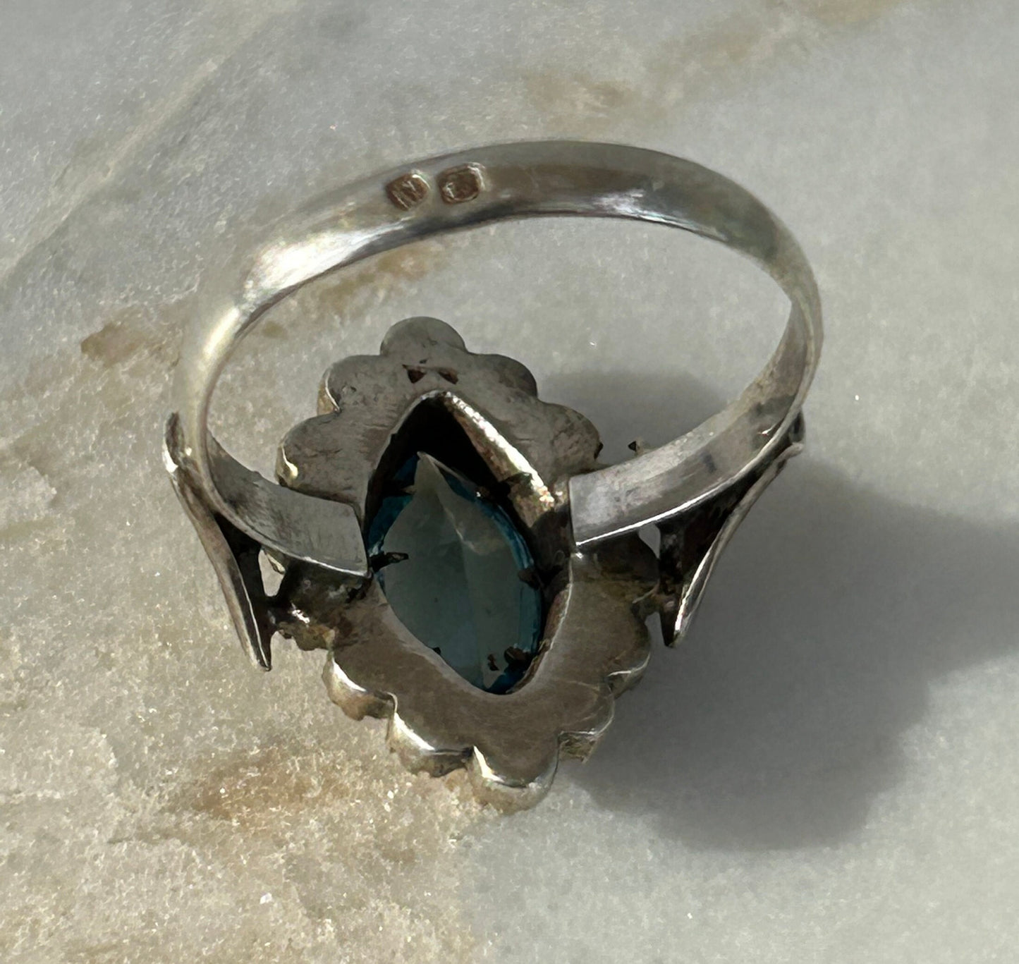 Antique Santa Maria Aquamarine Marquise 14k Gold Ring